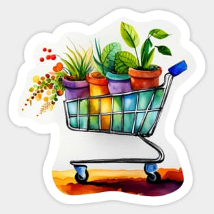 Shopping Cart of Plants Sticker